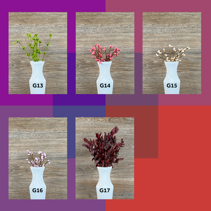 DIY Build-A-Floral (30 flower) Kit, Square Short Glass Vase, Sola Wood Flowers