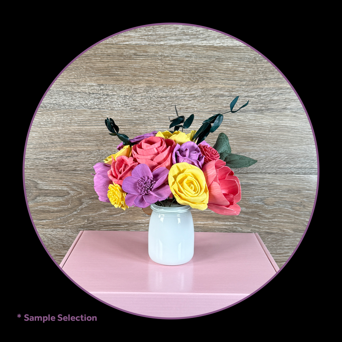DIY Build-A-Floral (20 flower) Kit, Small Glass Jar, Sola Wood Flowers