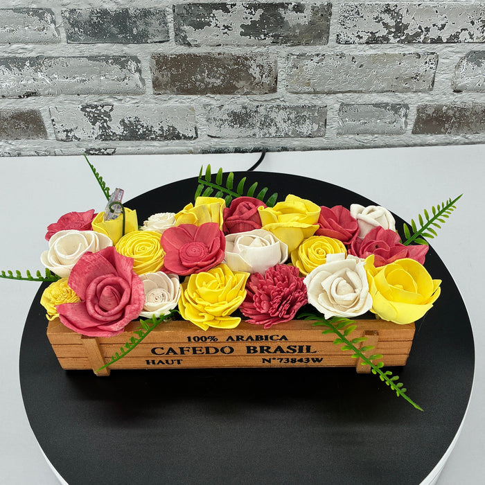 Mini Coffee Crate Garden - Yellow, Cherry, White - Desk Gardening