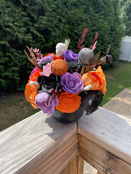 Spooky Cauldron Floral Arrangement, Sola Wood Flowers