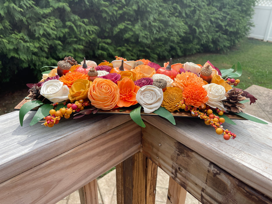 Fall Floral Centerpiece Arrangement, Sola Wood Flowers, Low Profile