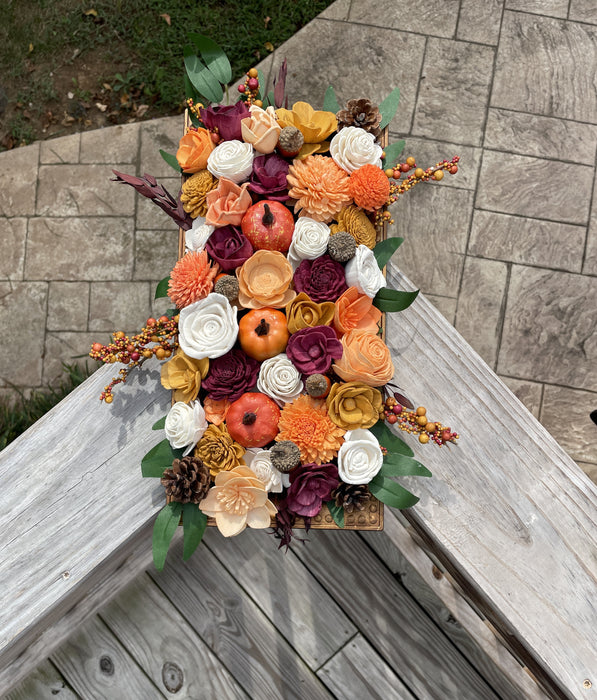Fall Floral Centerpiece Arrangement, Sola Wood Flowers, Low Profile