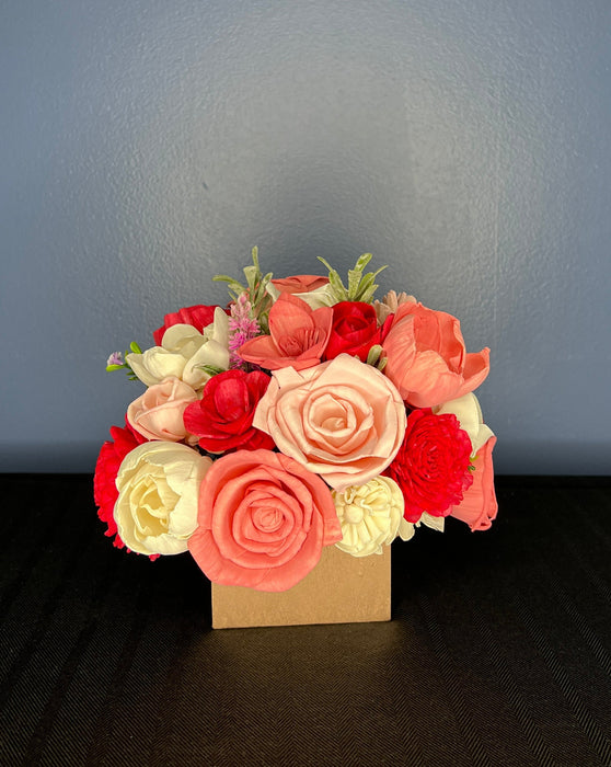 Holiday Floral Wood Tray Arrangement, Sola Wood Flowers