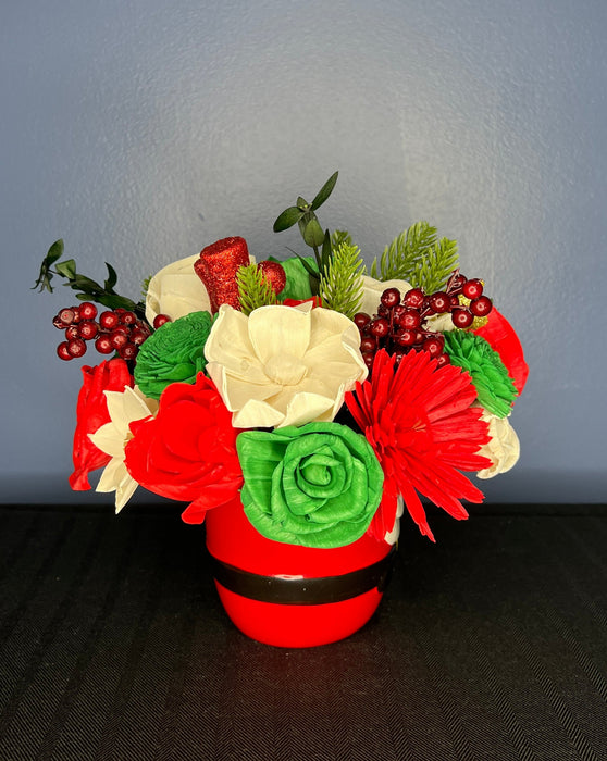 Holiday Floral Ceramic Vase Arrangement, Sola Wood Flowers