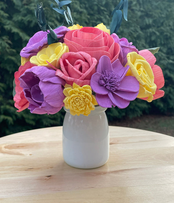 Build-A-Floral (20 flower) Custom Arrangement, Glass Jar, Sola Wood Flowers