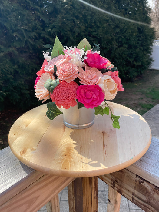 Spring Floral Metal Vase Arrangement, Sola Wood Flowers