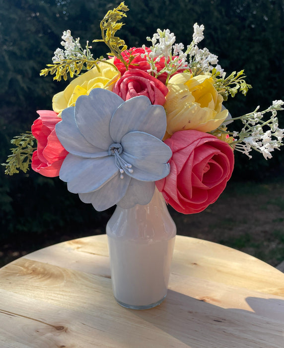 Build-A-Floral (20 flower) Custom Arrangement, Carafe Glass Vase, Sola Wood Flowers