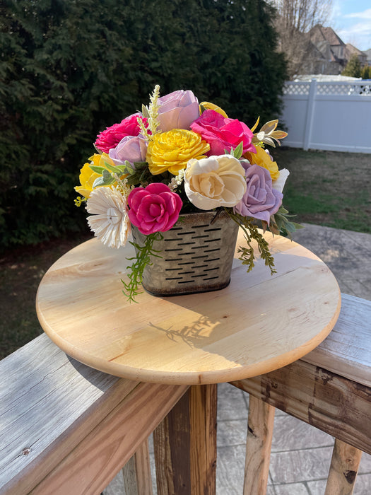 Spring Floral Metal Basket Arrangement, Sola Wood Flowers