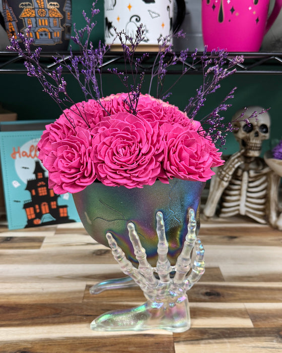 Halloween Brain Storming! - Translucent Skull - Hot Pink Flowers
