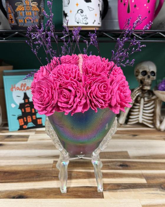Halloween Brain Storming! - Translucent Skull - Hot Pink Flowers