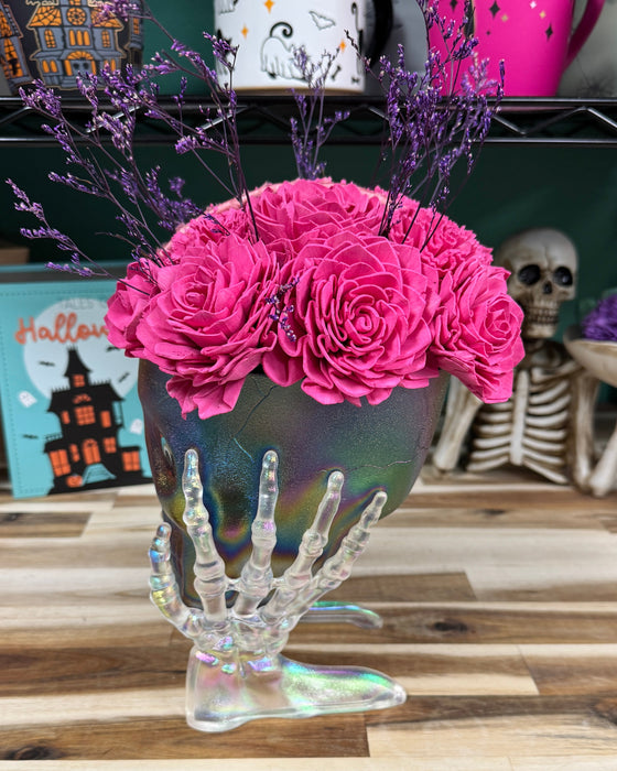 Halloween Brain Storming! - Translucent Skull - Hot Pink Flowers
