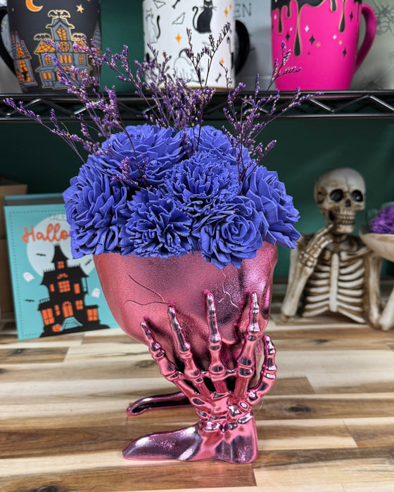 Halloween Brain Storming! - Dark Pink Skull - Blue Purple Flowers