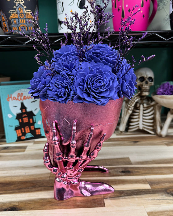 Halloween Brain Storming! - Dark Pink Skull - Blue Purple Flowers