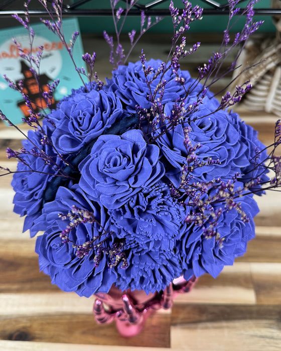 Halloween Brain Storming! - Dark Pink Skull - Blue Purple Flowers