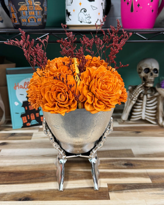 Halloween Brain Storming! - Silver Skull - Orange Flowers