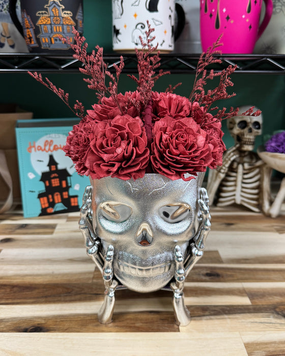 Halloween Brain Storming! - Silver Skull - Cherry Cola Red Flowers