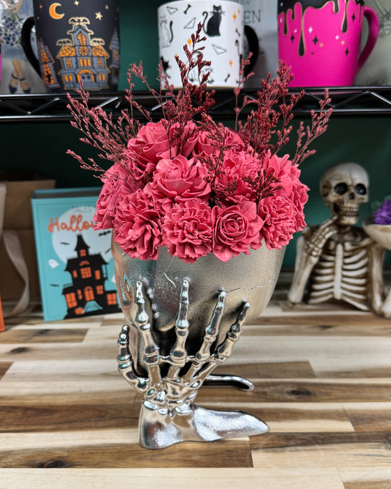 Halloween Brain Storming! - Silver Skull - Cherry Red Flowers