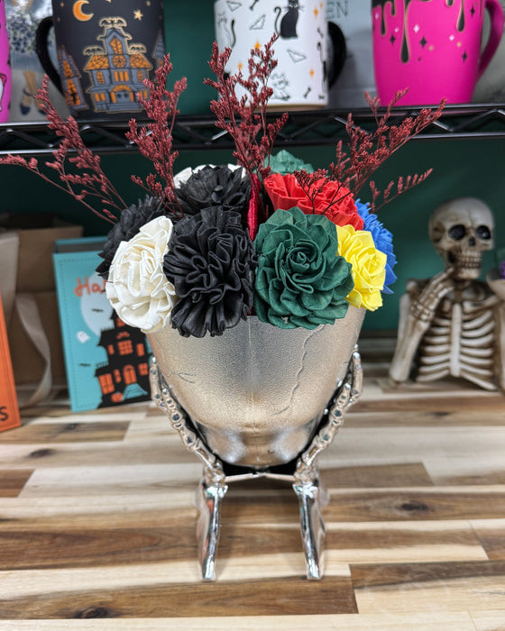 Halloween Brain Storming! - Silver Skull - Multicolor Flowers