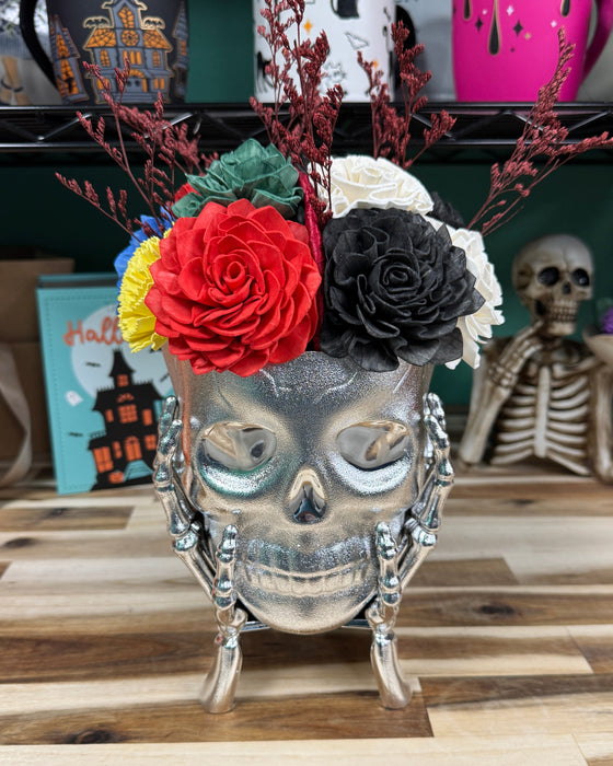 Halloween Brain Storming! - Silver Skull - Multicolor Flowers