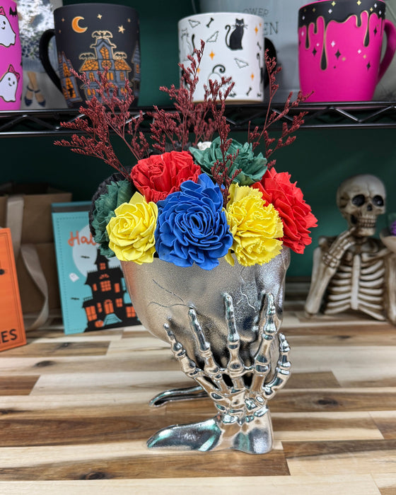 Halloween Brain Storming! - Silver Skull - Multicolor Flowers