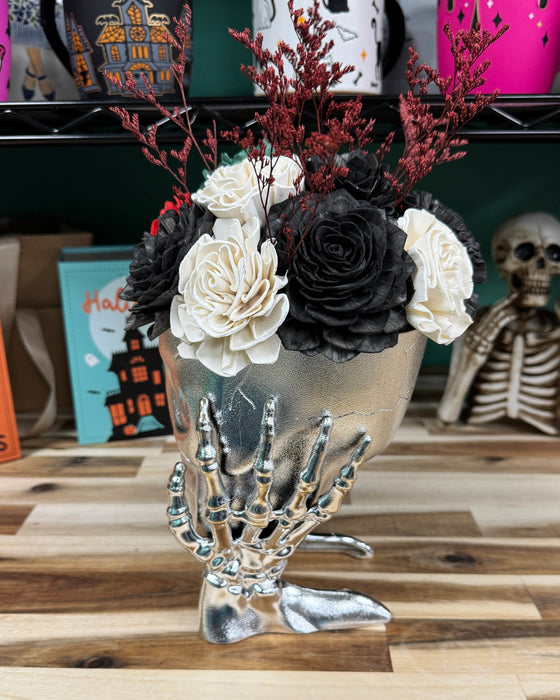 Halloween Brain Storming! - Silver Skull - Multicolor Flowers