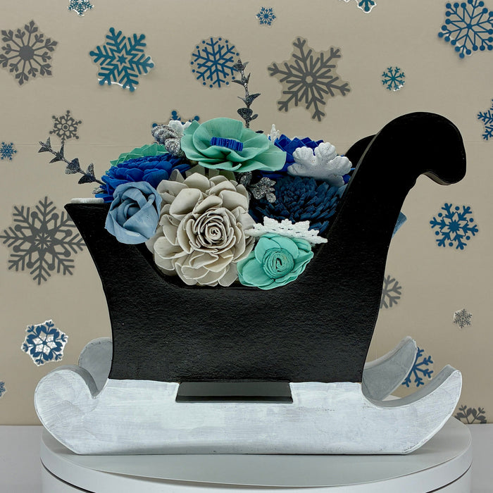 Christmas Sleigh, Black and Silver! - (12") Holiday Decor