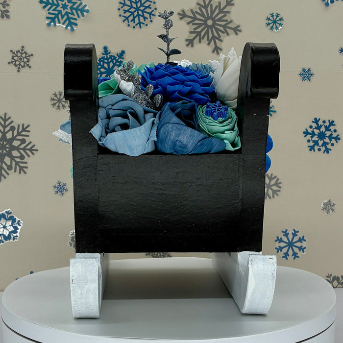 Christmas Sleigh, Black and Silver! - (12") Holiday Decor