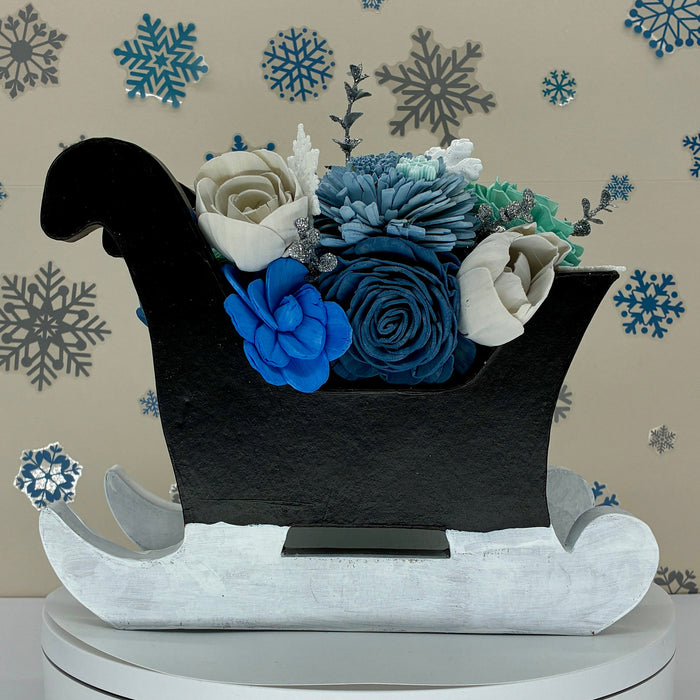 Christmas Sleigh, Black and Silver! - (12") Holiday Decor