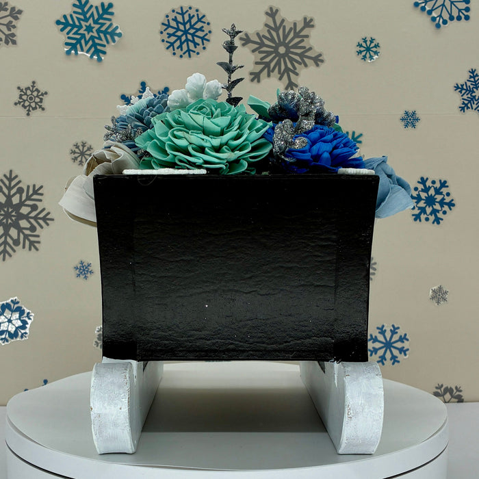 Christmas Sleigh, Black and Silver! - (12") Holiday Decor
