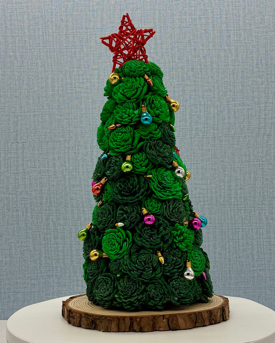 Christmas Tree, Red Star and Ornaments! - (14") Holiday Decor