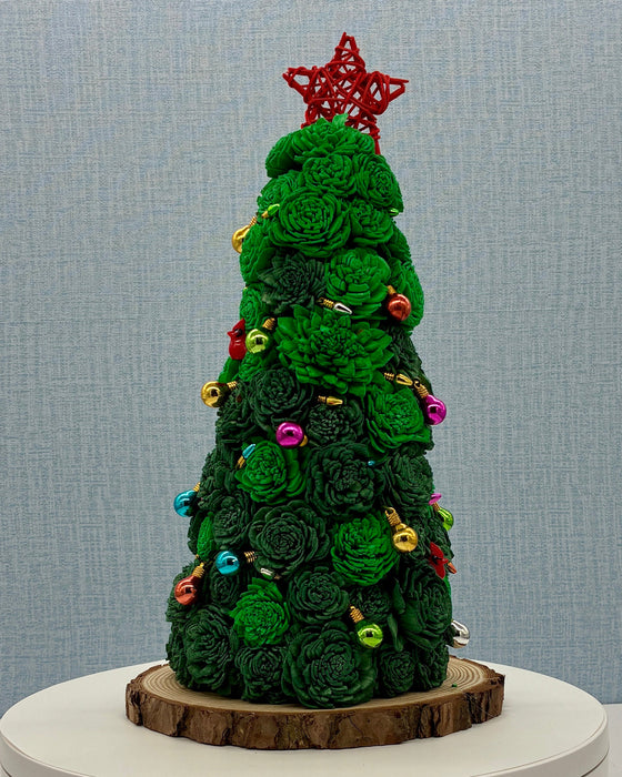 Christmas Tree, Red Star and Ornaments! - (14") Holiday Decor