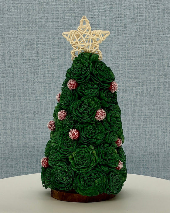 Christmas Tree, White Star and Berries! - (10") Holiday Decor